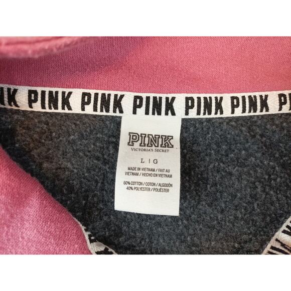 PINK Victoria's Secret Womens Pull Over Sweatshirt Size L 1/4 Zip Black - Picture 6 of 9